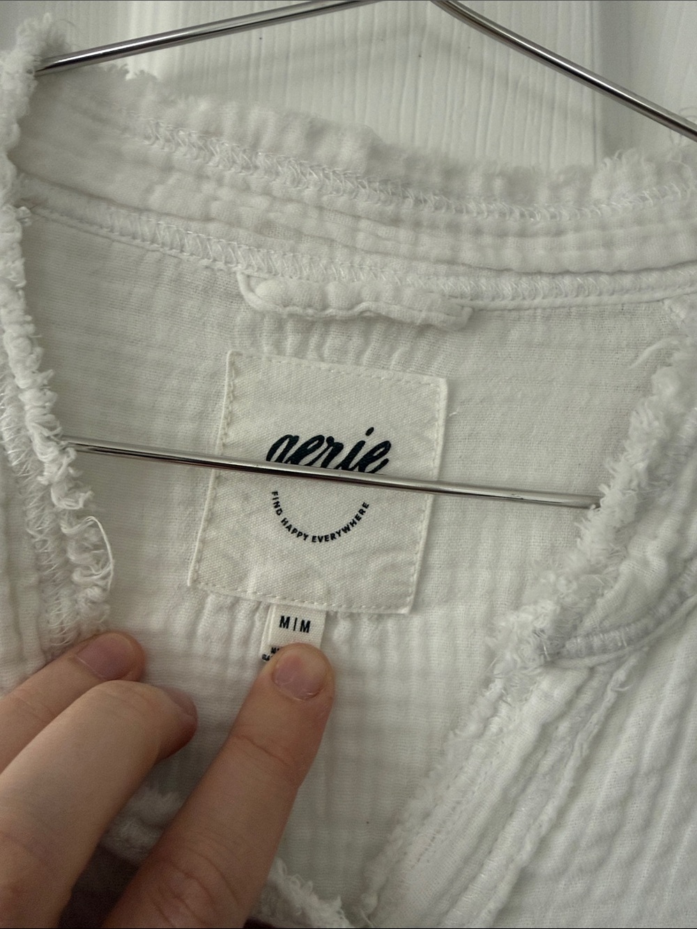 Aerie White Gauze Button-Up Shirt - Picture 2 of 2